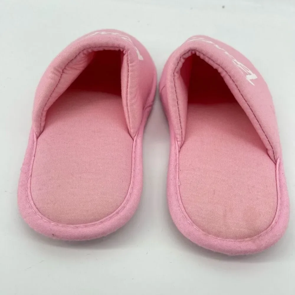 Barbie Girls Pink Plush Logo Slippers EU 34 / US 3